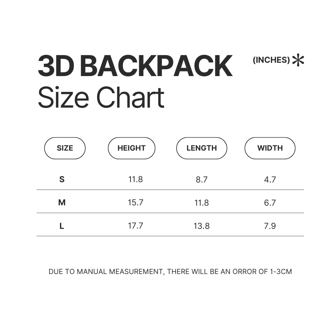 3D Backpack Size Chart - Wings Of Fire Merch