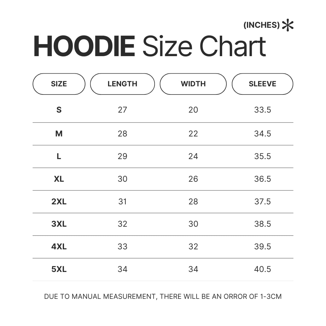 Hoodie Size Chart - Wings Of Fire Merch