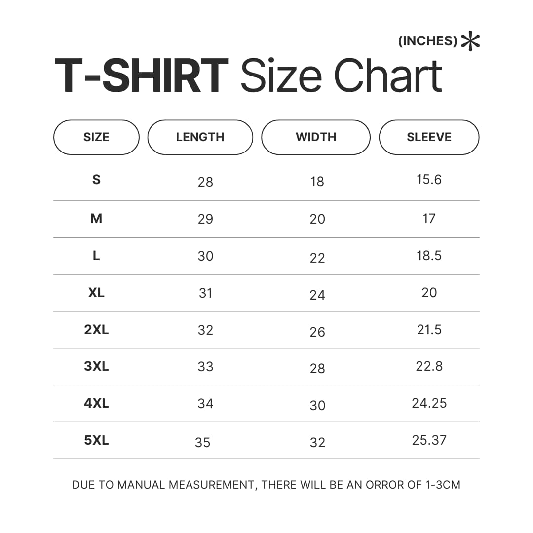 T shirt Size Chart - Wings Of Fire Merch