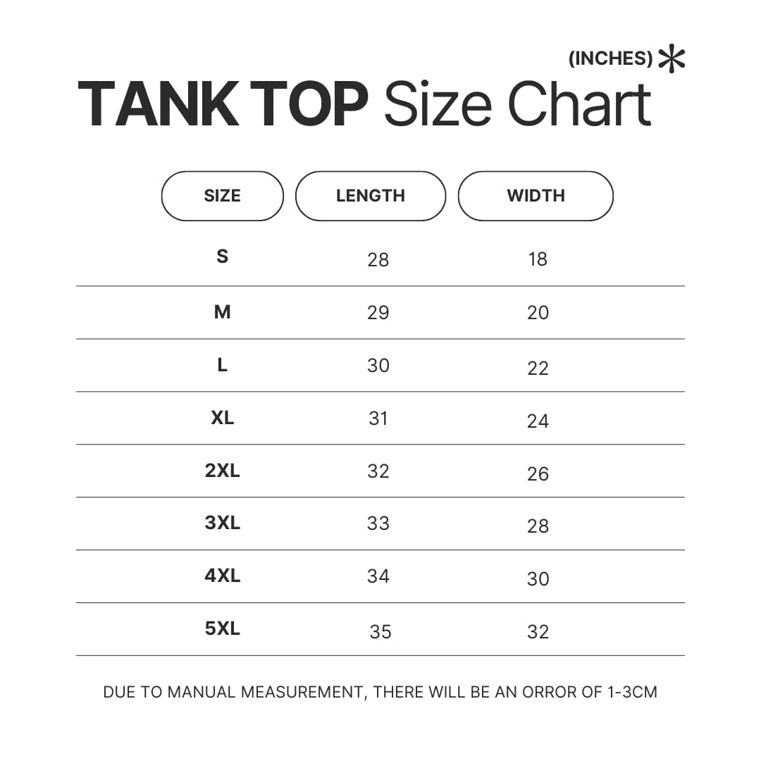 Tank Top Size Chart - Wings Of Fire Merch